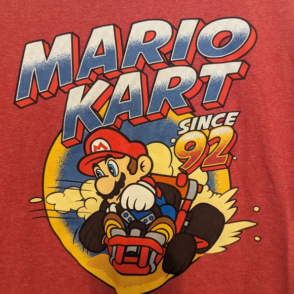 Mario Kart Men's Logo T-Shirt Size Large Red Front Print Short Sleeve - Picture 5 of 5